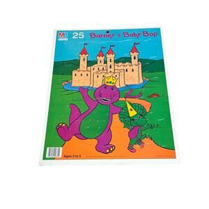 Vintage Milton Bradley Tray Puzzle 4364-3 3-5yr 25pcs Barney and Baby Bop 1992